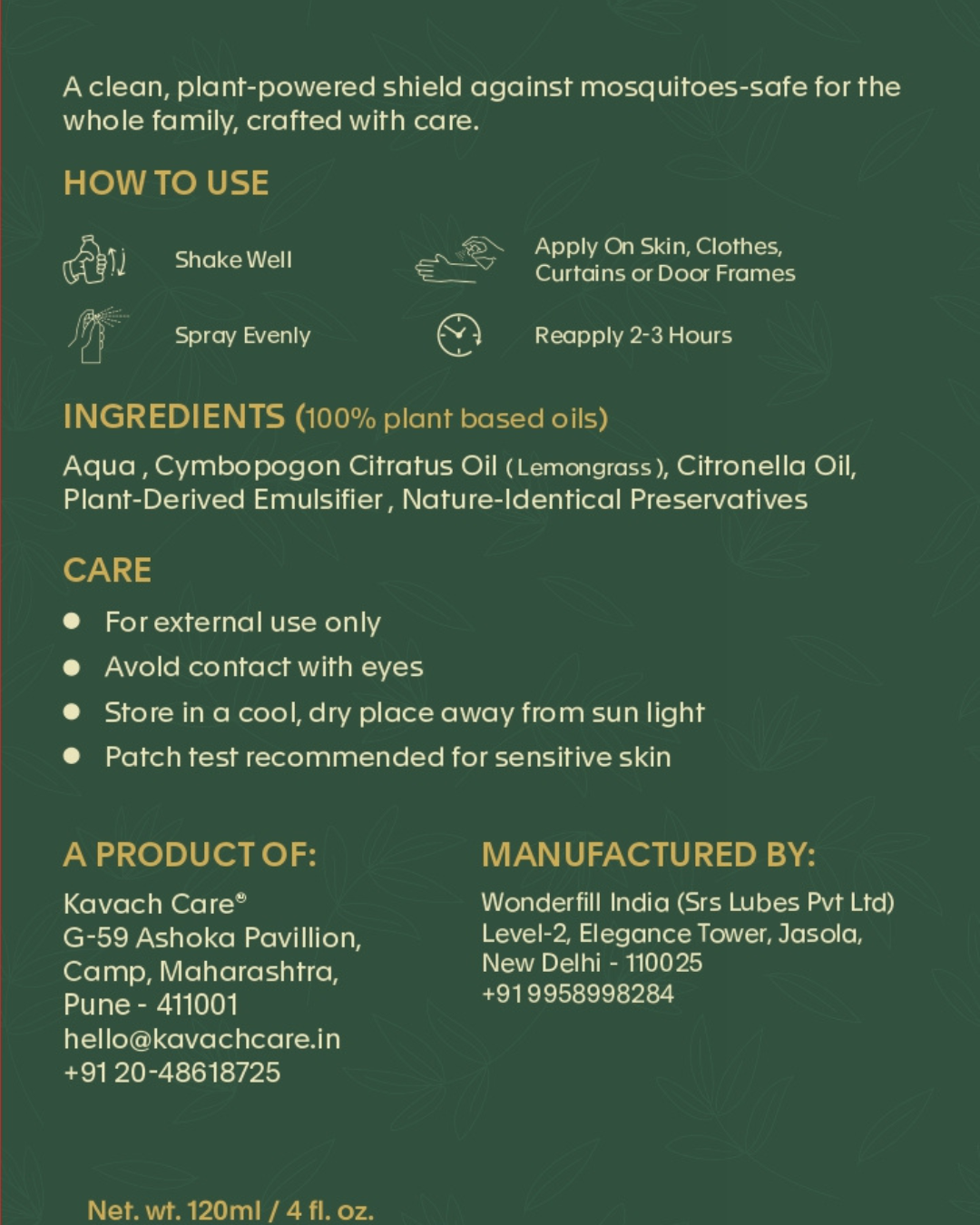 Kavāch™ Natural Mosquito Repellent Spray (2pack combo)