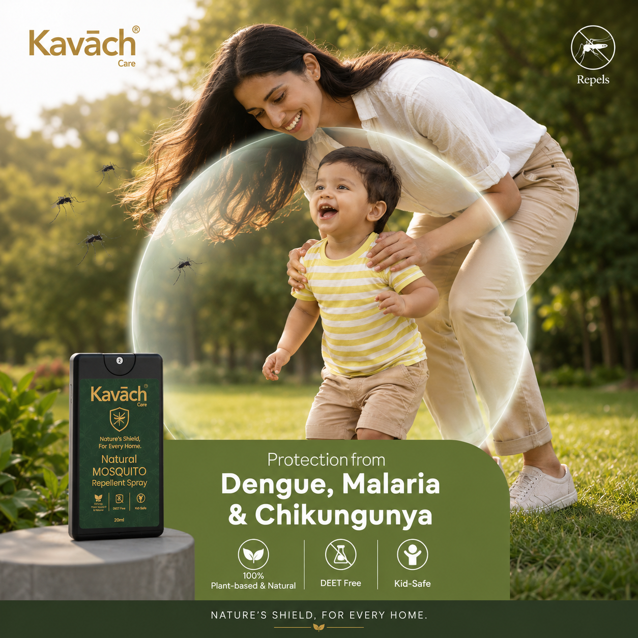 Kavāch Care™ – Pocket Shield (20ml) Natural Mosquito Repellent (Buy 1 Get 1 Free)