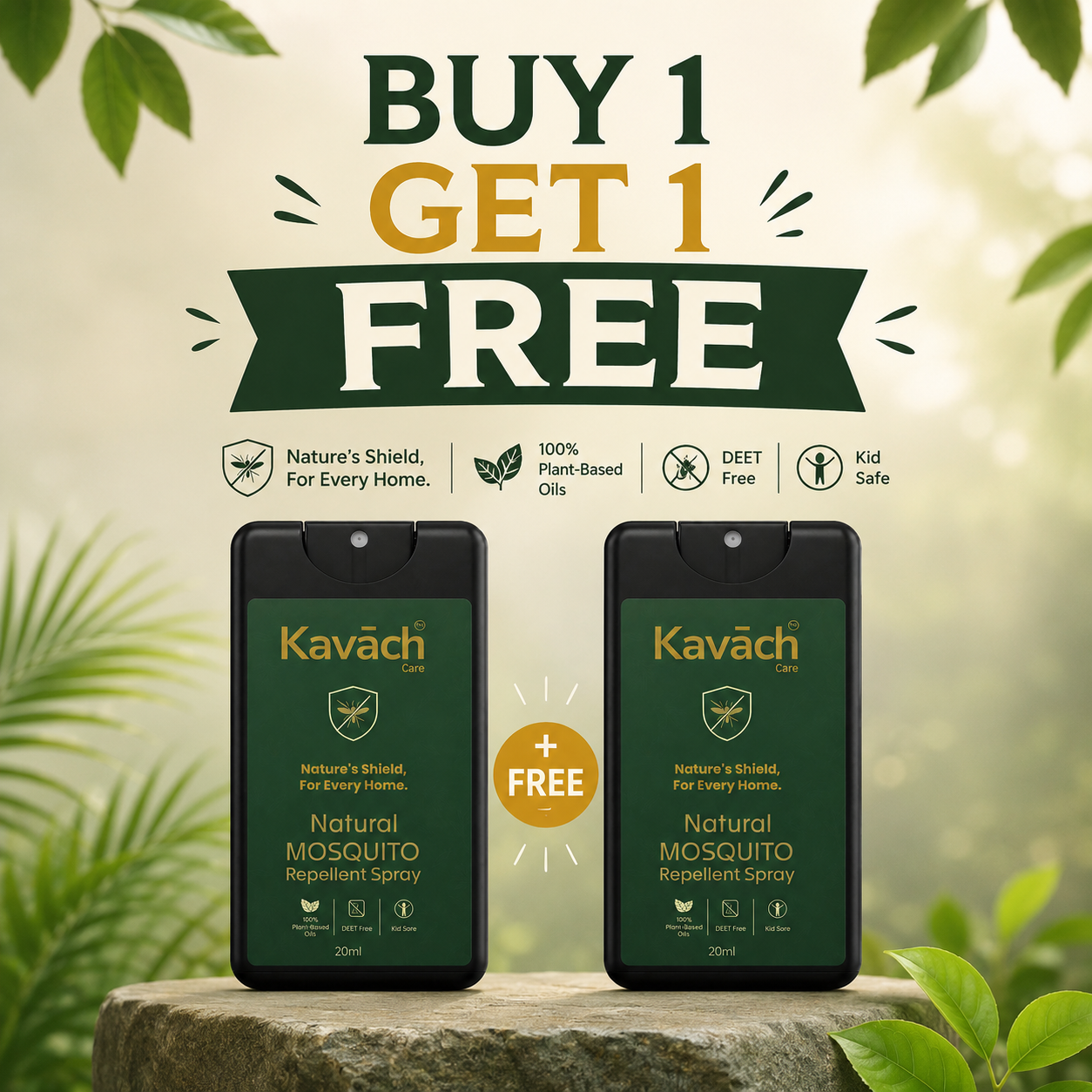Kavāch Care™ – Pocket Shield (20ml) Natural Mosquito Repellent (Buy 1 Get 1 Free)