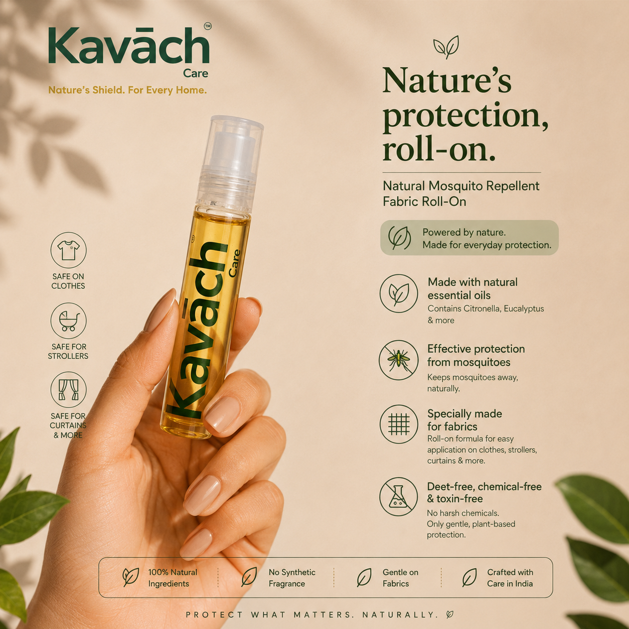 Kavāch™ Natural Mosquito Repellent – Fabric Roll-On (10ml)