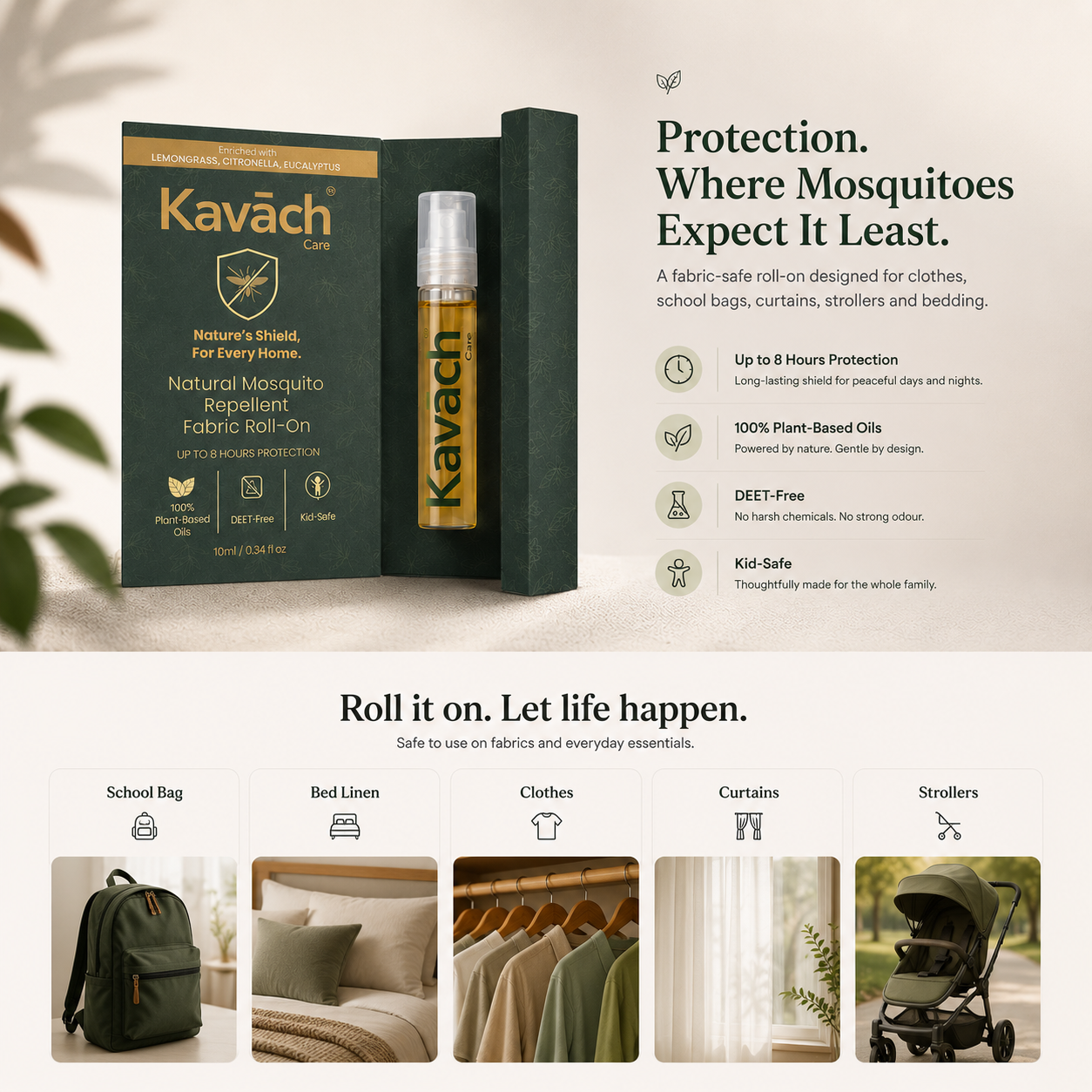 Kavāch™ Natural Mosquito Repellent – Fabric Roll-On (10ml)